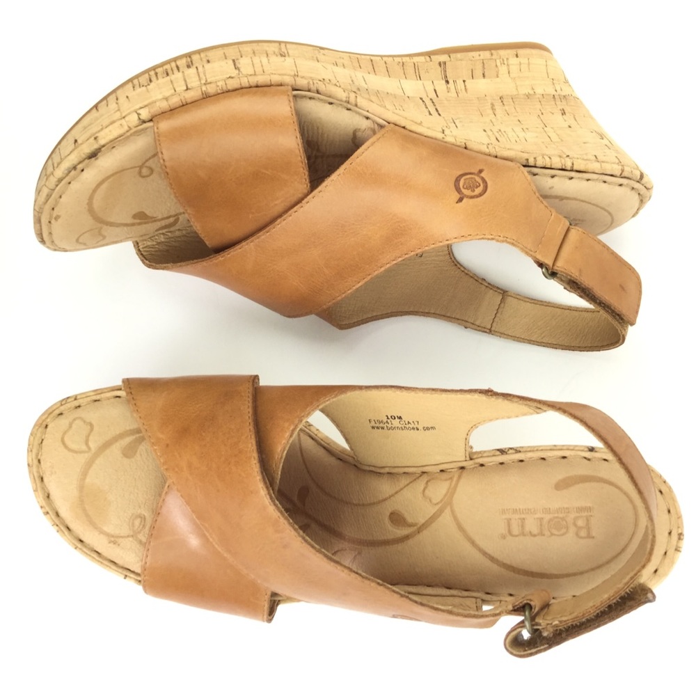 Born Henning cross strap wedge cork sandal size 10
